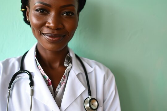 a woman wearing a white coat with a stethoscope around her neck