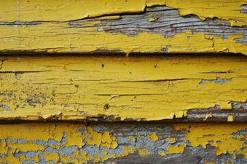 a close up of a yellow paint on a wood surface