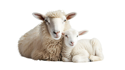 Baby Sheep Resting Next to Adult Sheep