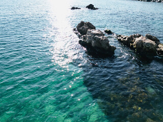 Beautiful crystal clear turquoise waters of the Mediterranean coast.