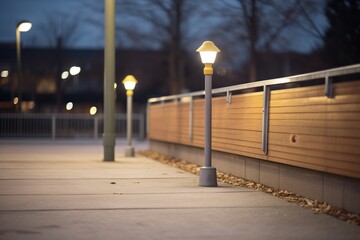 bollard lights along a pedestrian walkway - obrazy, fototapety, plakaty