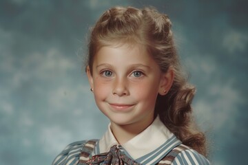 1980's school picture of young caucasian girl.