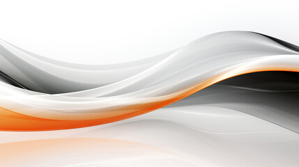 Abstract Art of Flowing Orange and Black Waves on a White Background Creating a Sense of Movement and Elegance