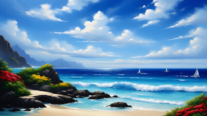 Fototapeta premium art blue sky ocean greeting cards backgrounds