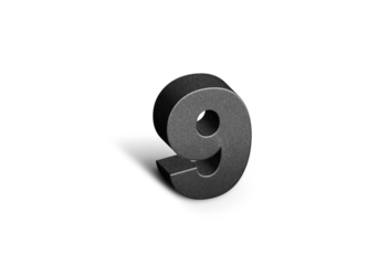 Number Nine Steel Realistic shining typography symbol or sign template, realistic Steel 9. Steel 3d digit or figure for numbering.