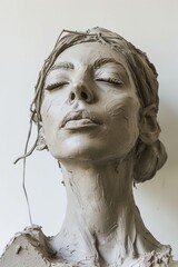 A woman sculpture in clay.