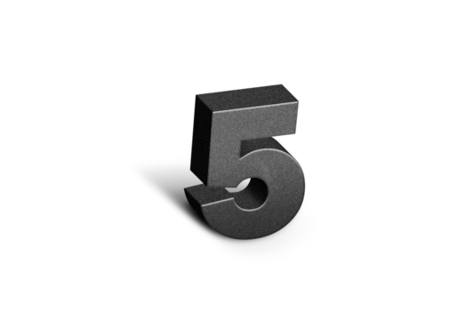 Number Five Steel Realistic shining typography symbol or sign template, realistic Steel 5. Steel 3d digit or figure for numbering.