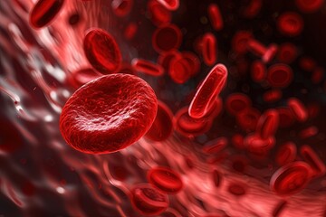 Fototapeta premium Close up of blood cells, leukocytes, erythrocytes bloodstream.