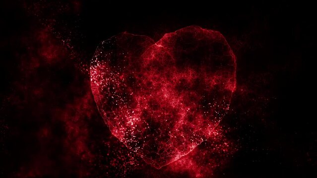 Happy valentines day 2024 motion animation. Abstract motion background shining colorful particles.Seamless 4K loop video.