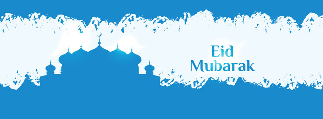 Abstract eid mubarak social media banner with brush stroke