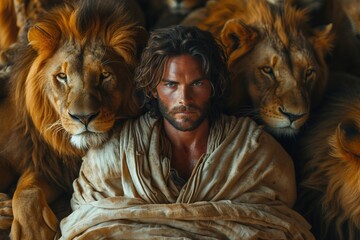 Daniel in the lions den, Bible story. © SandrisK