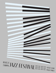 Jazz festival or concert abstract poster vector template. Artistic minimal design illustration.