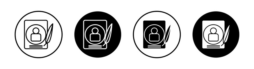 Biography flat line icon set. Biography Thin line illustration vector