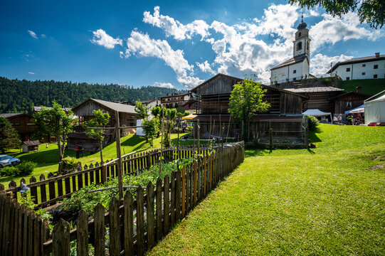 
Sauris, pearl of Carnia. Ancient village with wooden and stone houses.