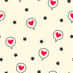 Valentine Heart and Star,  seamless pattern