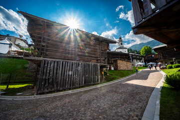 
Sauris, pearl of Carnia. Ancient village with wooden and stone houses.