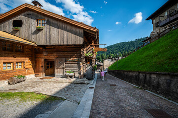
Sauris, pearl of Carnia. Ancient village with wooden and stone houses.