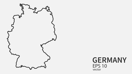 Vector line map of Germany. Vector design isolated on white background.	
