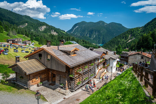 
Sauris, pearl of Carnia. Ancient village with wooden and stone houses.