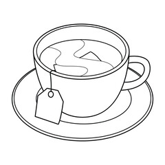 Tea Bag Cup Vector Cartoon Illustration BW