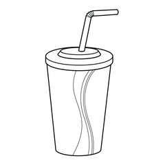Soft Drink Soda Cup Vector Cartoon Illustration BW