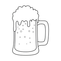 Glass Beer Mug Vector Cartoon Illustration BW