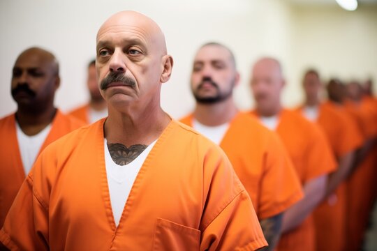 group of prisoners lined up for roll call