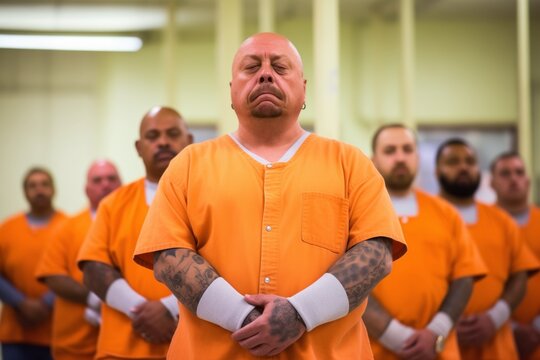 group of prisoners lined up for roll call