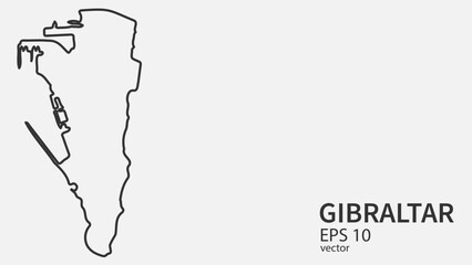 Vector line map of Gibraltar. Vector design isolated on white background.	
