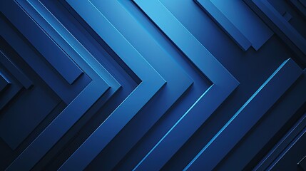 Obraz premium Sleek geometric pattern with blue arrow shapes on a dark background, evoking a sense of modern technology.