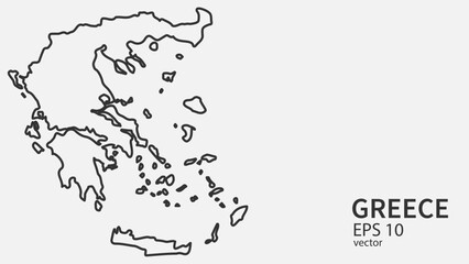 Vector line map of Greece. Vector design isolated on white background.	

