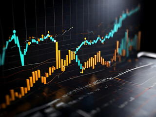 Graphs representing ups and downs. Financial market, stock market concept. Market trend. Generative AI