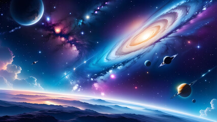 wallpaper galaxy and space art vector illustration background