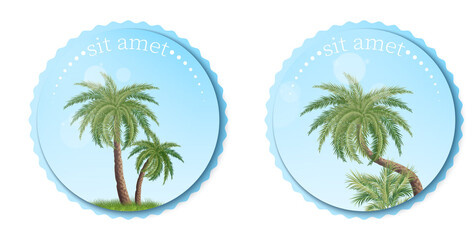Palm tree labels in realistic style