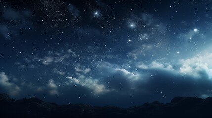 Fototapeta na wymiar Beautiful stary night in blue colors with clouds 