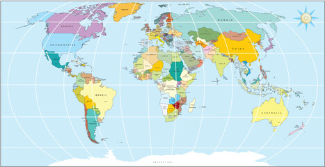 World Map drawing. World Map for use in geography class.