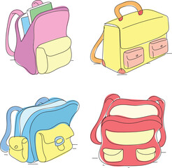 School bags used by students at school.