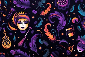 Enchanted Eve: A Tapestry of Mardi Gras Masks and Festive Flair Generative AI
