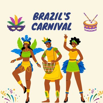 Simple White Background Carnival of  Brazil Post 