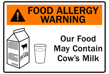 Food allergy sign our food may contain cow's milk 