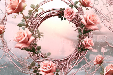 Arrangements Flower Frame Pink Rose Valentine's Day