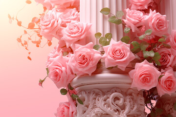 Pillar Arrangements Flower Pink Rose for Valentine's Day