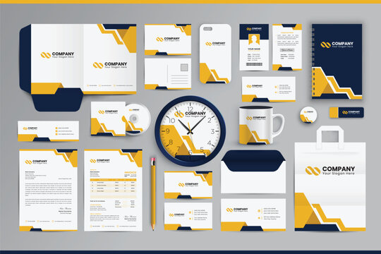 Corporate business stationery template design set with brand identity package