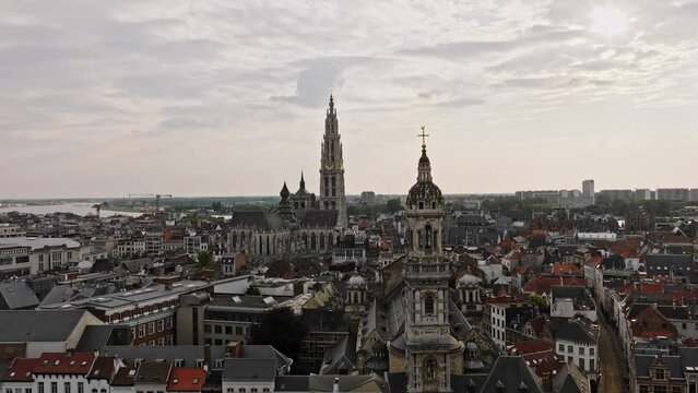 Belgium old city drone 