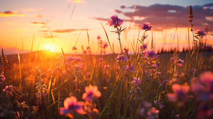 Beautiful closeup wild prairie flowers
