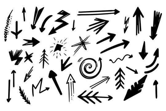 Set of abstract scribble doodles arrows