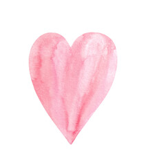 Illustration of a hand drawn watercolor pink heart