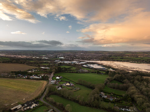 Aerial view of Carrigaline surroundings, County Cork, Ireland
