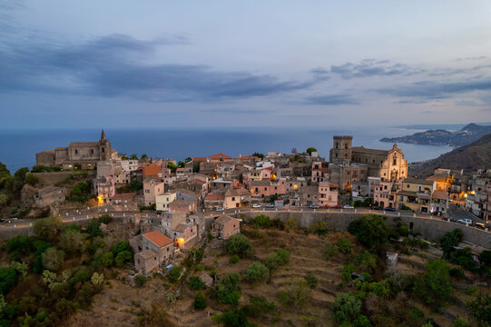 Medieval hilltop town of Forza d'Agro, Messina, Sicily, Italy
