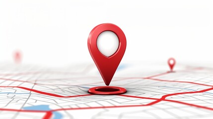 GPS.navigator pin red color mock up with map on white background. vector illustration - obrazy, fototapety, plakaty
